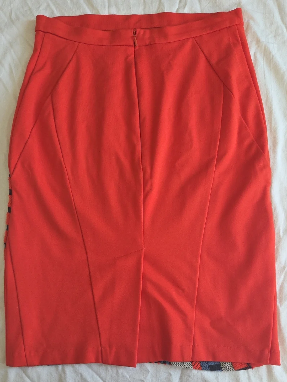 Eva Franco Anthropologie Geometric Print Pencil Skirt Orange Blue Cream Size 10 - Picture 6 of 9